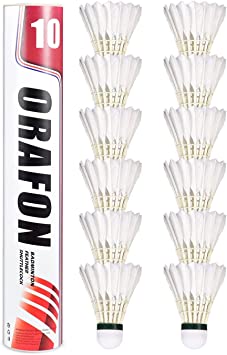 12 Pack Badminton Shuttlecocks, Goose Feather Badminton Birdies with Great Stability and Durability for Indoor Outdoor Sports Activities