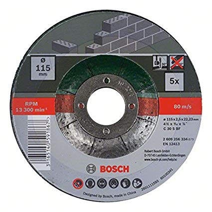 Bosch Home and Garden 2609256334 5-Piece Cutting disc Set with Depressed Centre for Stone