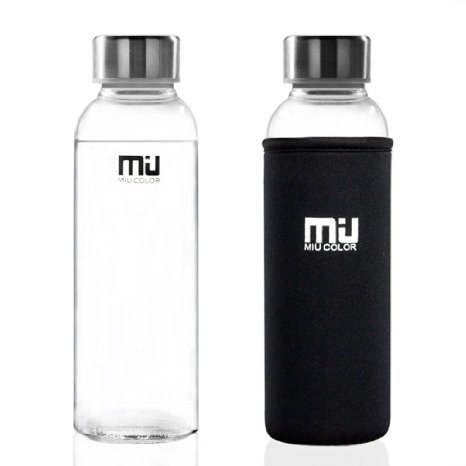 MIU COLOR High-quality Glass Water Bottle for Healthy Drinking with Unique and Stylish Design 185oz12oz