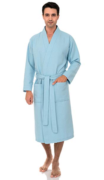 TowelSelections Men's Waffle Bathrobe Turkish Cotton Kimono Robe