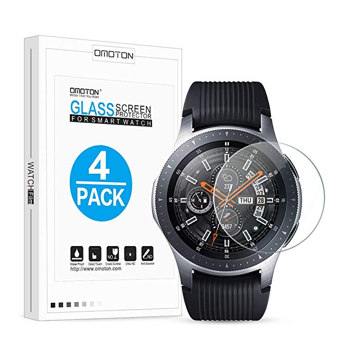 [4 Pack] OMOTON Tempered Glass Screen Protector Compatible Samsung Galaxy Watch 46mm