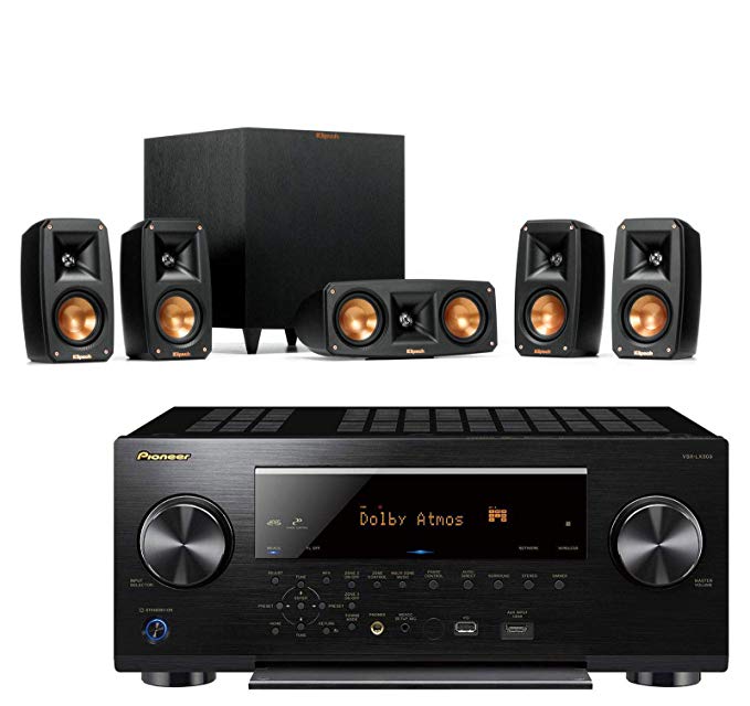 Klipsch Reference Theater Pack 5.1 Surround Sound System Bundle with Pioneer VSX-LX503 7.2-Channel 4k Ultra HD Network A/V Receiver - Black