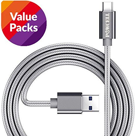 [Value Pack of 3] Nylon Braided USB C Fast Charger Cable for Google Pixel / Pixel 2 / Pixel XL / Pixel 2 XL / OnePlus 5 /5T / LG V20 / V30  BlackBerry Keyone Motion Nokia 7 Plus 8 Fast Charge and Data Sync Cord (Gray, 1 Meter x 3)