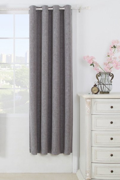 Best Dreamcity Window Treatments Room Darkening, Blackout Curtains For Bedroom, Solid Faux Linen Thermal Insulated Noise Reducing Grommet Drapes (Single Panel, W52" X L84", Silver Grey)