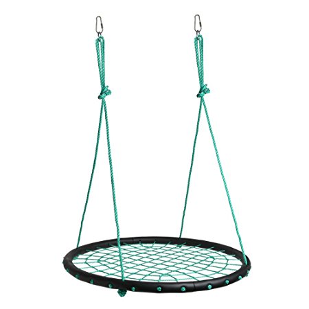 IMAGE®　1M/40" Children's Web Swing Playground Platform net Swing Nylon Rope detachable 1M/40inch Diameter (swing with carabiner)　*Green