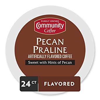 Community Coffee Medium Roast Single Serve Box, Pecan Praline Flavored, 24 Count