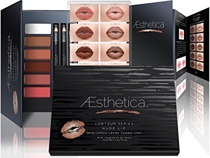 Aesthetica Nude Lip Contour Kit - Contouring and Highlighting Matte Lipstick Palette Set - Includes Six Lip Crèmes, Four Lip Liners, Lip Brush and Step-by-Step Instructions - Vegan & Cruelty Free