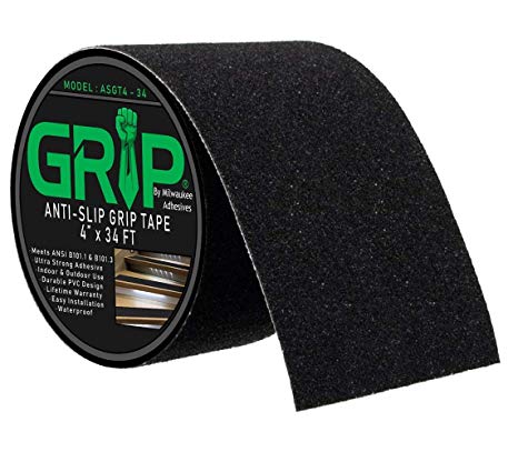 Anti Slip High Traction Grip Tape for Stairs, Steps, Indoor, Outdoor - Black (4" x 34 Feet)