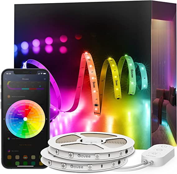 Govee 100ft RGBIC LED Strip Lights, Smart LED Lights Work with Alexa and Google Assistant, App Control Segmented DIY Multiple Colors, Color Changing Lights Music Sync, WiFi LED Light Strip for Bedroom