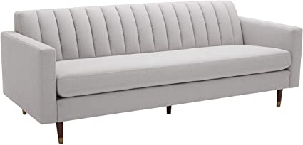 Amazon Brand – Rivet Damien Mid-Century Modern Channel-Backed Sofa, 87"W, Felt Grey