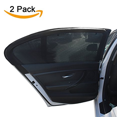XUZOU Car Sun Window Shade,2 Pack Premium Quality Car Sun Shade for Side Window Protect women,baby and Pets From Sun Glare and Heat (Black)