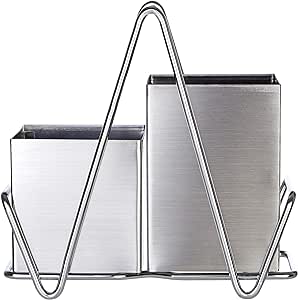 Premier Housewares Cutlery Caddy - Stainless Steel, Silver, H18 x W18 x D9cm