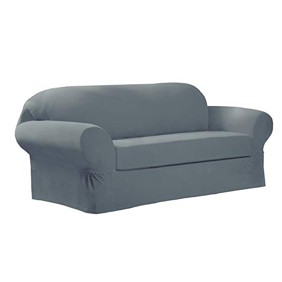 Maytex Collin Stretch 2-Piece Sofa Furniture Cover / Slipcover, Blue