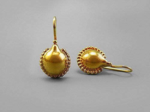 A Pair of Classic Elegant Small Drop Dangle Earrings for Women 24k Yellow Gold Plated Earrings Hypoallergenic Nickle Free for Sensitive Ears Artisan Earrings Hand-crafted Jewelry Unique Gifts For Her