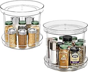 Sorbus 9 Inch 2 Tier Clear Lazy Susan Organizer | Lazy Susan for Refrigerator Organizing | Rotating Lazy Susan Turntable for Fridge, Pantry, Cabinet, Table, Makeup, Bathroom (2 Pack)