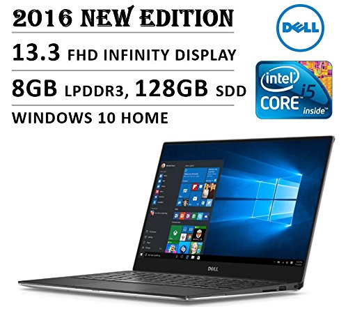 2016 Newest Dell XPS 13 High Performance Laptop with 133quot FHD Infinity Borderless Display Intel Core i5-6200U Processor 8GB RAM 128GB SSD 11 hours battery life Backlit Keyboard Windows 10