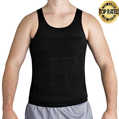 Roc Bodywear Men's Slimming Body Shaper Compression Shirt Slim Fit Undershirt Shapewear Mens Shirts Undershirts USA Company!