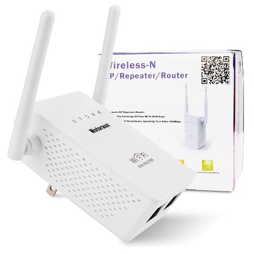 Motoraux Mini Wi-Fi Range Extender with Four Modeswifi Repeater Supports RouterAPrepeater and WISP Mode Backward Compatible with 80211bg Product