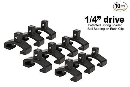 Olsa Tools | Black Spring Loaded Ball Bearing Socket Clips For Use With Olsa Socket Organizers | 10-Pack (1/4-inch)