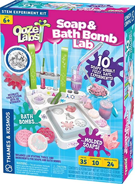 Thames & Kosmos Ooze Labs: Soap & Bath Bomb Lab Science Experiment Kit & Lab Setup, 10 Experiments in Cosmetology & Biology of Skin Care