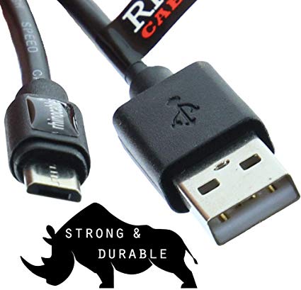 rhinocables USB Micro High Speed Android Charger Data Sync Cable for Tablets and Smartphone’s Galaxy S6/S7 Edge/Note HTC Nokia Sony LG Nexus PS4 Kindle Black 50cm to 5m (5m)