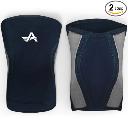 Knee Sleeves (Pair) Compression Knee Support for CrossFit, Weightlifting, Powerlifting & Injury Prevention - 5MM Neoprene Sleeve by Athlos Fitness