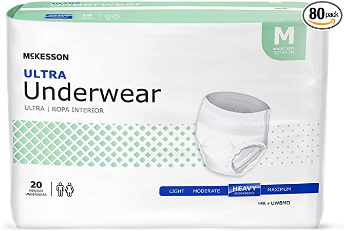 McKesson Disposable Underwear Medium, UWBMD, Heavy, 80 Ct