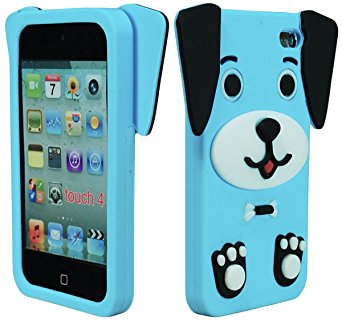 Bastex Cute 3D Silicone Puppy Dog Case for Apple iPod Touch 4, 4th Generation - Powder Blue