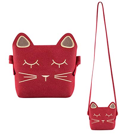 Deoot Little Girls Purses Red Cute Cat Shoulder Crossbody Bag for Kids,Toddler,Girls