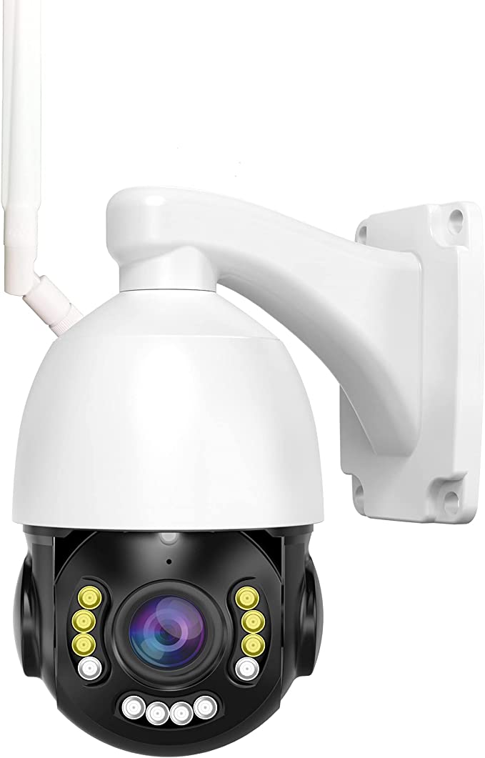 Outdoor 2.4G WiFi 4K PTZ Security Camera 8MP Pan Tilt 30X Optical Zoom Two-Way Audio 200ft Night Vision IP66 Weatherproof SD Card Recording Motion Detection&Humanoid Recognition