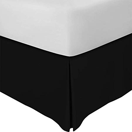 Bed Skirt Queen Size 16 inch Drop Split Corner 600 Thread Count 100% Soft Egyptian Cotton Tailored Queen Size Bed Skirt Easy to Wash Wrinkle & Fade Resistance (Black, Queen 60x80 Size 16 Inch Drop)