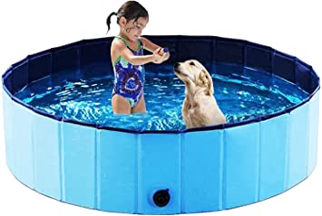 Udream 120cm Foldable Large Dog Pool Pet Bath Tub Paddling Bath Pool Large Bathing Tub for Dogs Cats and Kids