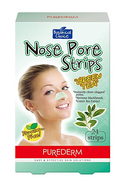 Purederm Nose Pore Strips: Premium 24 Pack Green Tea Pore Strips To Remove Blackheads, Dirt and Oil/ Easy To Use, Deep Cleansing Face Pore Strips For Clean, Fresh, Radiant, Youthful Skin