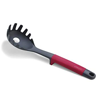 Joseph Joseph 10116 Elevate Spaghetti Server Spoon Nylon with Integrated Tool Rest Cooking Utensil Kitchen Tool Silicone Handle Dishwasher Safe, Red