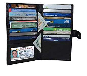 AFONiE Soft Wallet Leather for Men with Button Closure - Credit Card Wallet Bifold