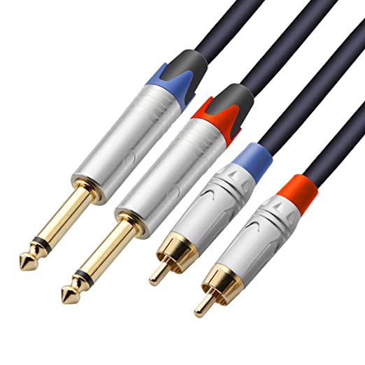 TISINO RCA to 1/4 Cable, Dual RCA to Dual 1/4 inch TS Stereo Audio Interconnect Cable Patch Cords - 10 feet