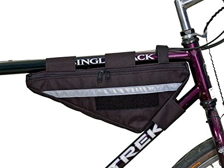 Bushwhacker Tahoe Black - Bicycle Frame Bag Cycling Triangle Pack Bike Crossbar Top Tube Stem Bag - w/ Reflective Trim