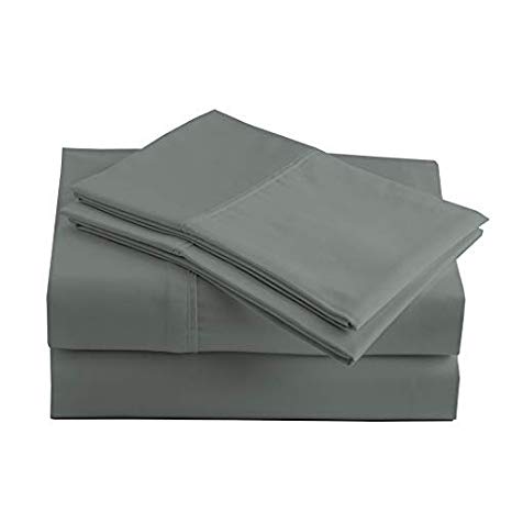 Peru Pima - 415 Thread Count - 100% Peruvian Pima Cotton - Percale - Bed Sheet Set (King, Shadow Grey)