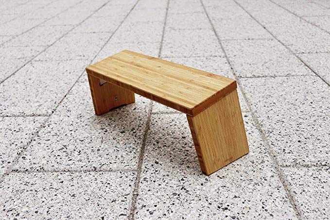 STOOLYOGA Portable Meditation Bench, Finished Bamboo, Folding Legs, Low Seat, Kneeling Meditation Stool for Yoga, Prayer, and Meditating - Made in USA