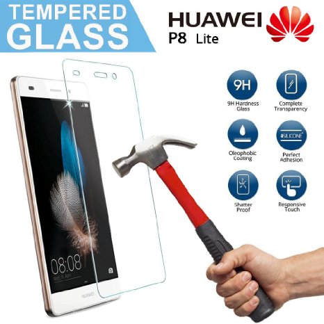 Huawei P8 Lite Tempered Glass Screen Protector,Ultra Thin 0.26mm Scratch Resistant Tempered Glass Screen Protector for Huawei P8 Lite