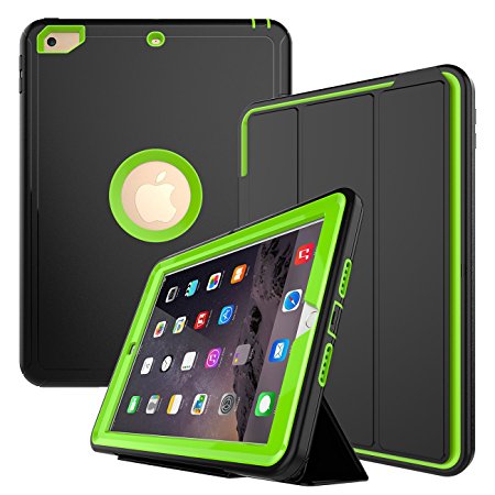 iPad Case, New iPad 2017 iPad 9.7 inch Case, Smart Case with Auto Sleep Wake Function Three Layer Drop Protection Rugged /Shock Proof Case for Apple New iPad 9.7 inch (Green)
