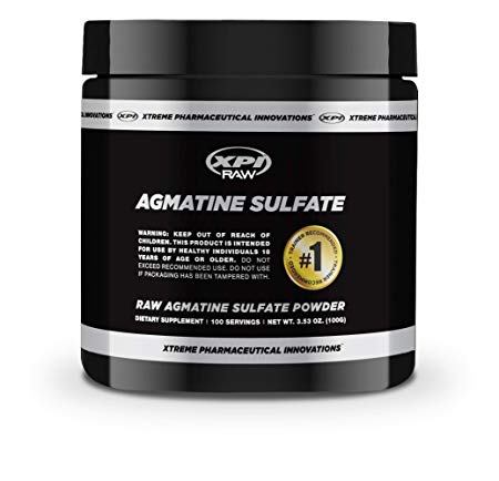 XPI Raw Agmatine Sulfate Powder 100 Grams, 100 Servings - Improve Strength, Build Muscle, Made in The USA