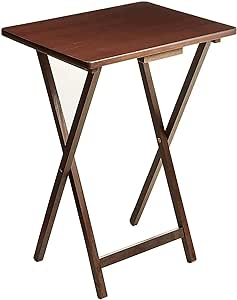 Indoor Single Folding TV Tray Table - Walnut L 19 x W 15 x H 26