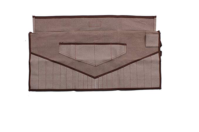 Bull Tools BT 1703 Dyed 100% Cotton 15 Oz. Heavy Weight Duck Canvas Wrench & Tool Roll Pouch Bag 22+4 Pocket Washed Cinnamon Brown