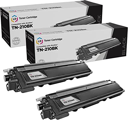 LD Compatible Toner Cartridge Replacement for Brother TN210BK (Black, 2-Pack)