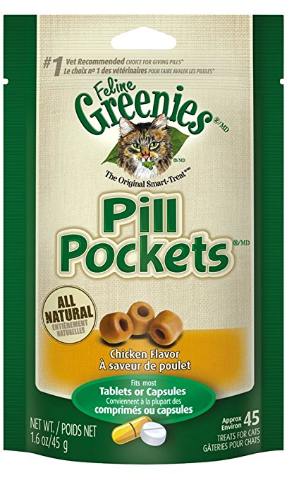 FELINE GREENIES PILL POCKETS Treats for Cats Chicken Flavor - 1.6 oz. 45 Treats