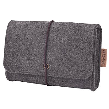 ProCase Felt Storage Case Bag Accessories Organizer for MacBook Laptop Mouse Power Adapter Cables Computer Electronics Cellphone Accessories Charger SSD HHD -Black