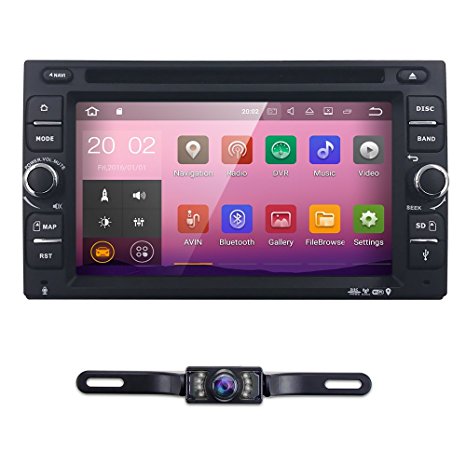 6.2" inch Android 7.1 Double Din In Dash Radio Car Video Receiver DVD Player with Bluetooth Wifi 4G GPS Navigation System Rear Camera
