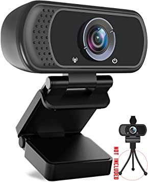 Webcam 1080p HD Computer Camera Built-in Microphone Live Streaming Widescreen Webcam Recording Pro Video Web Camera for Calling/Conferencing/Gaming/Meeting with Privacy Shutter