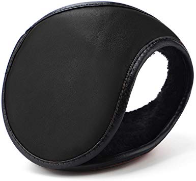 HIG Ear Warmers Unisex Leather Classic Fleece Winter Warm Earmuffs for Men & Women